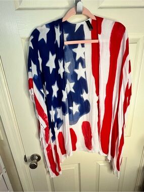 Lane Bryant Red, White & Navy Star Stripe Over Piece One Size Fits All